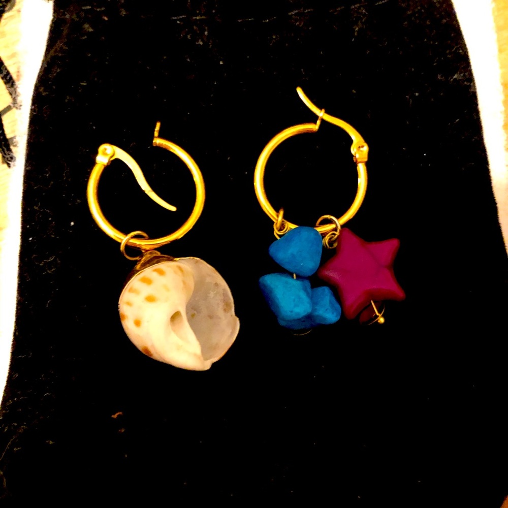 Italian sea scape clasp on large ear huggies